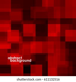 Abstract red background from squares. Geometric mosaic. Vector
