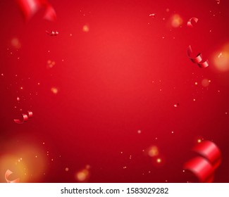 Abstract red background with streamer and shimmering effect