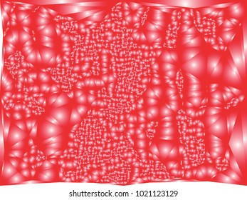 Abstract red background with surface curved like a lot of bubbles.  Bumpy texture. Vector clip art.