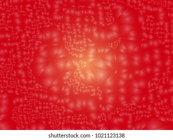 Abstract red background with surface curved like a lot of bubbles.  Bumpy texture. Vector clip art.