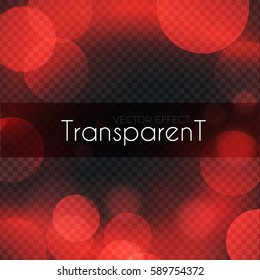Abstract Red Background with Transparent Bokeh Effect. Flying Circles. Vector illustration
