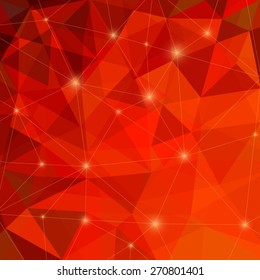 Abstract Red Background. Triangle modern design. Lights vector background. Microbiology, immunology. Web banner. Vector illustration.