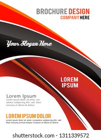 Abstract red background with wave - brochure design or flyer