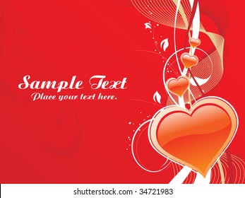 abstract red background with wave and heart shape