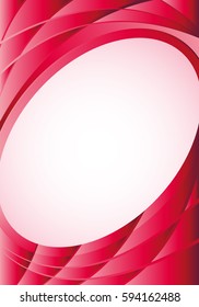 Abstract red background with waves and a white oval in the middle to place texts. Size A4 - 21cm x 30cm - Vector image