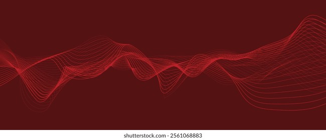Abstract red background with wavy lines