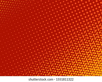 Abstract red background with yellow dots. Vector illustration in comic style
