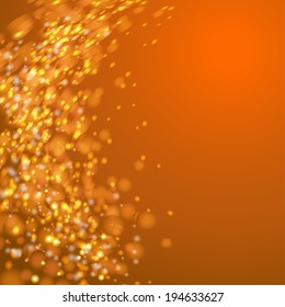 Abstract red background with yellow and orange glitter 