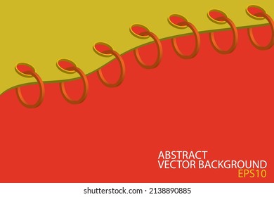 Abstract red background with yellow three-dimensional shapes and with space for text. Vector graphics.