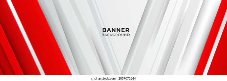 Abstrakter roter Banner-Hintergrund mit 3D-Überlappungsschicht und geometrischen Formen