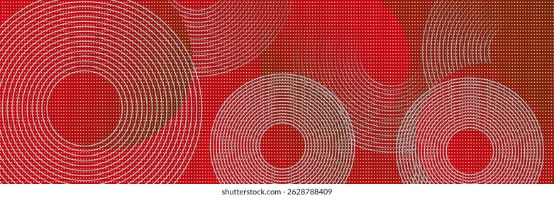 Fondo de Anuncio rojo abstracto con líneas circulares. Vector