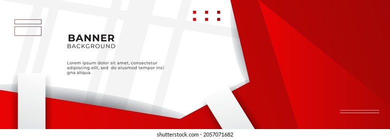 Abstract red banner background design template vector illustration with 3d overlap layer and geometric wave shapes. Polygonal abstract background, texture, advertisement layout and web page