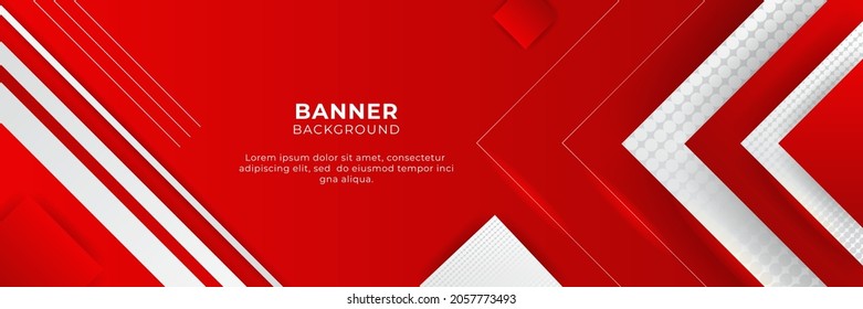 Abstract red banner background design template vector illustration with 3d overlap layer and geometric wave shapes. Polygonal abstract background, texture, advertisement layout and web page