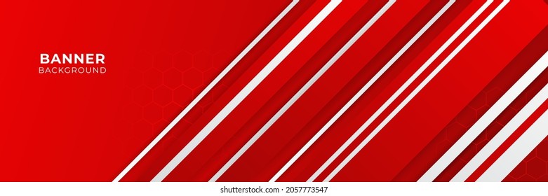 Abstract red banner background design template vector illustration with 3d overlap layer and geometric wave shapes. Polygonal abstract background, texture, advertisement layout and web page