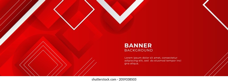 Abstract red banner background design template vector illustration with 3d overlap layer and geometric wave shapes. Polygonal abstract background, texture, advertisement layout and web page