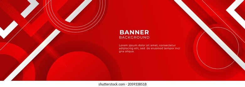 Resumen de la plantilla de diseño de fondo de banner rojo ilustración vectorial con capa superpuesta 3d y formas de onda geométrica. Fondo abstracto poligonal, textura, diseño publicitario y página web
