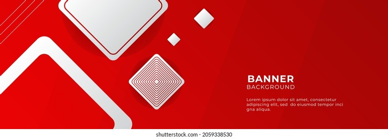 Abstract red banner background design template vector illustration with 3d overlap layer and geometric wave shapes. Polygonal abstract background, texture, advertisement layout and web page
