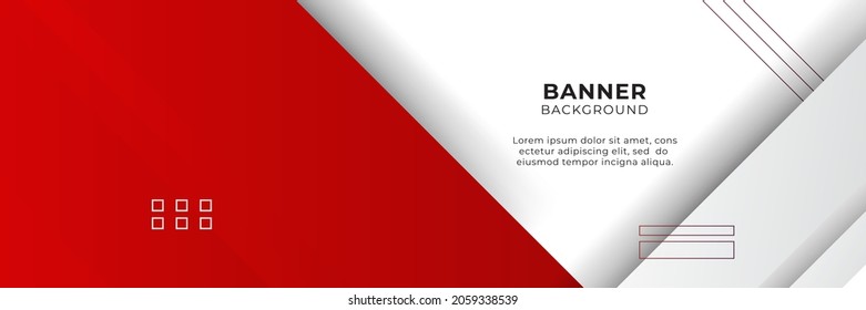 Resumen de la plantilla de diseño de fondo de banner rojo ilustración vectorial con capa superpuesta 3d y formas de onda geométrica. Fondo abstracto poligonal, textura, diseño publicitario y página web