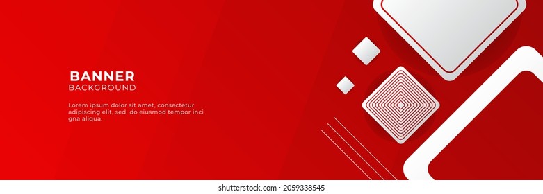 Abstract red banner background design template vector illustration with 3d overlap layer and geometric wave shapes. Polygonal abstract background, texture, advertisement layout and web page