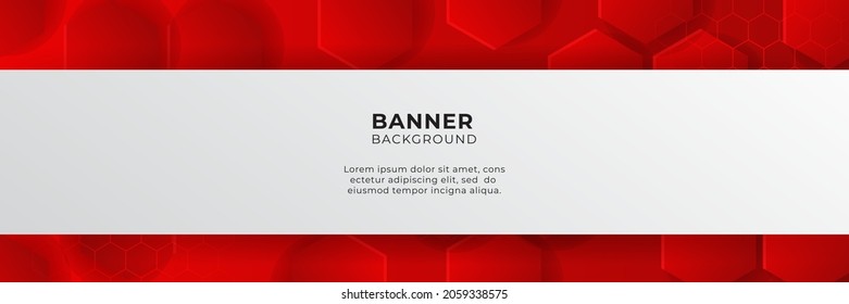 Resumen de la plantilla de diseño de fondo de banner rojo ilustración vectorial con capa superpuesta 3d y formas de onda geométrica. Fondo abstracto poligonal, textura, diseño publicitario y página web