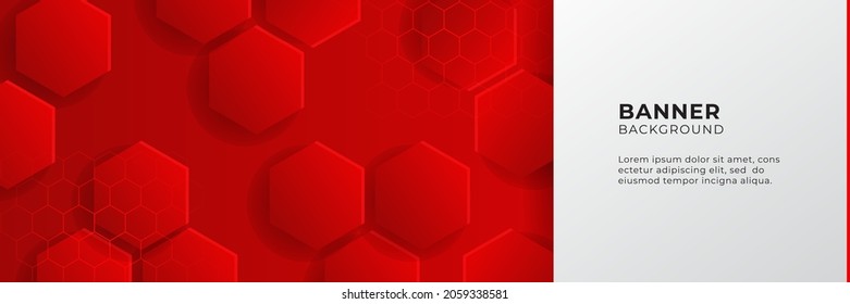 Abstrakte rote Banner-Hintergrund-Design-Vektorgrafik mit 3D-Überlappungsschicht und geometrischen Wellenformen. Polygonaler abstrakter Hintergrund, Textur, Anzeigenlayout und Webseite