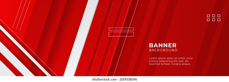 Abstract red banner background design template vector illustration with 3d overlap layer and geometric wave shapes. Polygonal abstract background, texture, advertisement layout and web page
