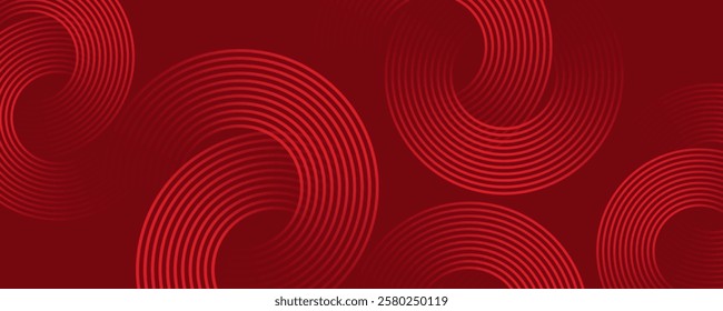 Abstract red banner background. Glowing geometric shapes graphic design.