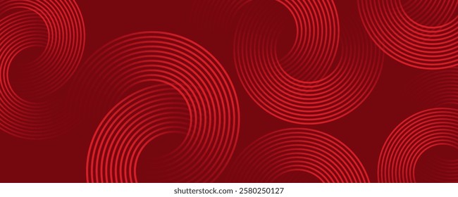 Abstract red banner background. Glowing geometric shapes graphic design.