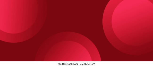 Abstract red banner background. Glowing geometric shapes graphic design.