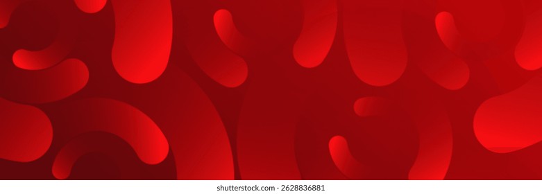 Abstract red banner background. Glowing geometric shapes graphic design. Round elements. Futuristic circle shapes. Suit for presentation, cover, brochure, website, flyer, business