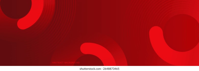 Abstract red banner background. Glowing geometric shapes graphic design. Round elements. Futuristic circle shapes. 