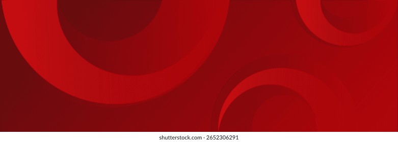 Abstract red banner background. Glowing geometric shapes graphic design. Round elements eps 10