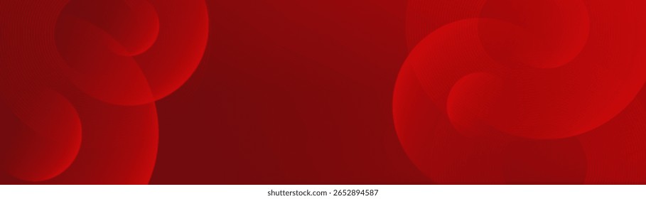 Abstract red banner background. Glowing geometric shapes graphic design. 