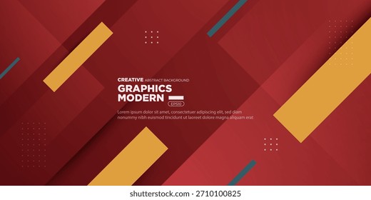 Abstract red banner background with orange and green stripe lines pattern element design. Simple and elegant style background concept. Eps10 vector