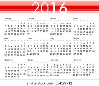 Abstract red banner calendar 2016 year. stock vector template with space for photo