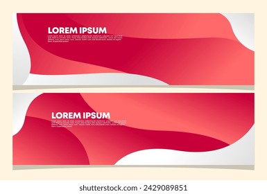 Diseño de banner rojo. Fondo en forma de vector fluido. Patrón de banner de plantilla gráfica moderna para redes sociales y sitios web