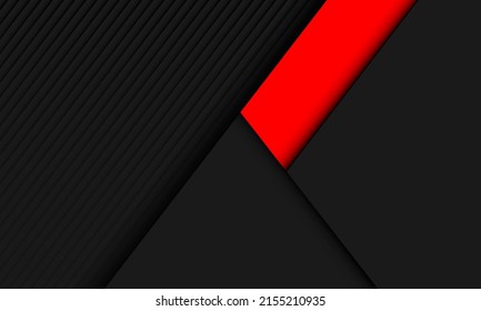Abstract red banner line shadow on grey geometric design modern futuristic background vector illustration.