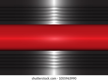 Abstract red banner on dark plat metal pattern design modern futuristic background texture vector illustration.