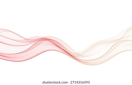 Abstract red and beige flowing wave with smooth transparent curves on a clean white background, suitable for modern design and layouts.