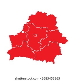 Mapa Abstractas Rojo de Bielorrusia con Ciudades