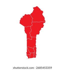 Abstractas Rojo Benín Mapa con Ciudades