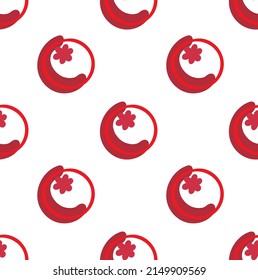Abstract red berry. Seamless fruity pattern. Summer design with violet fruits. Abstract fruits in hand-drawn doodle style. Vector creative fruit texture. Great for fabric, textile, paper and printing.