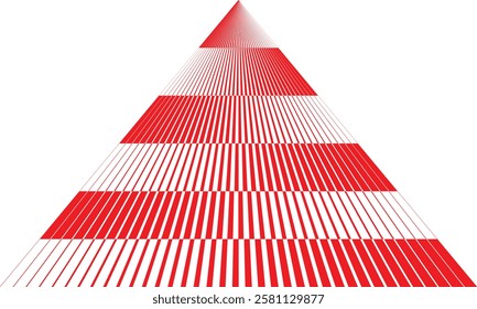 abstract red big to small irregular line triangle pattern art suitable for background.