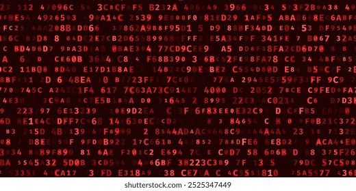 Resumo Red Binary Software Programming Code Background (em inglês). Hack malicioso Malware Ransomware Conceito. Violação De Vazamento De Dados. Ilustração De Vetor Amplo De Matriz De Dados Binária Aleatória.