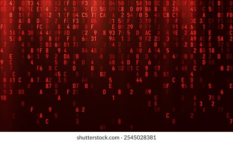 Resumo Red Binary Software Programming Code Background (em inglês). Hack malicioso Malware Ransomware Conceito. Violação De Vazamento De Dados. Ilustração De Vetor Amplo De Matriz De Dados Binária Aleatória.