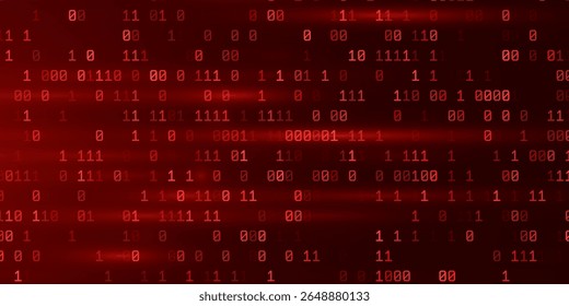 Resumo Red Binary Software Programming Code Background (em inglês). Hack malicioso Malware Ransomware Conceito. Violação De Vazamento De Dados. Ilustração De Vetor Amplo De Matriz De Dados Binária Aleatória.