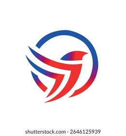 Abstract Red Bird Logo Design Isolated on White Background. A modern and abstract bird logo design featuring stylized wings in red and black colors. 