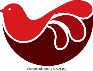 Abstract red bird in the nest