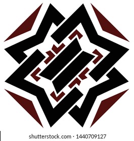 Abstract red and black 8 pointed star vector stylized graphic and symbol icon logo