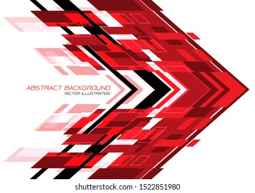 Abstract red black arrow geometric direction on white design modern futuristic technology background vector illustration.